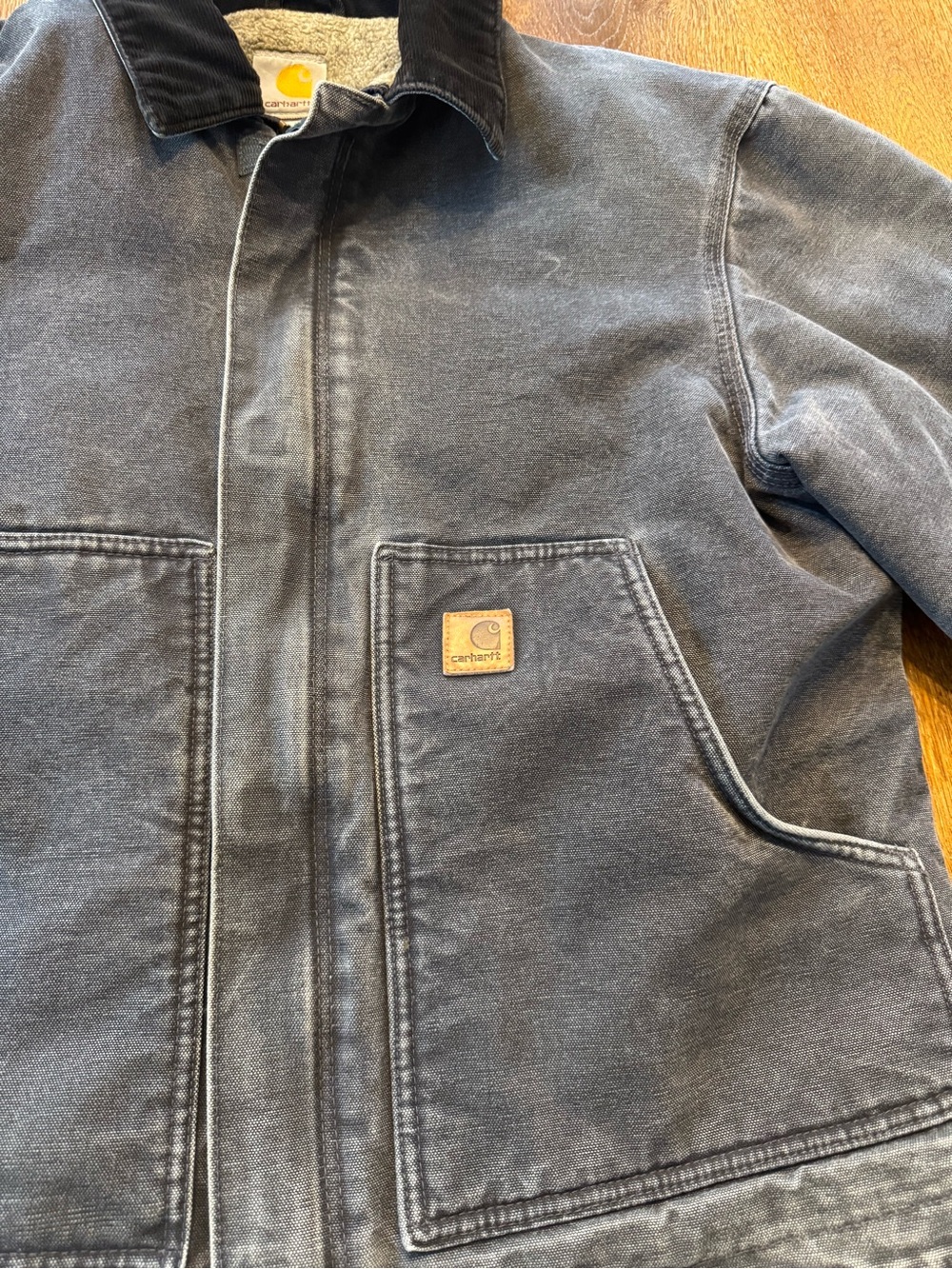 Vintage Carhartt J164 PTL Black Jean Jacket with Corduroy Collar - Picture 3 of 9